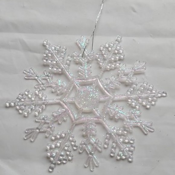 10 Large 3-1/2" Special Edition Pink Snowflake Christmas Tree Ornaments - Picture 6 of 12